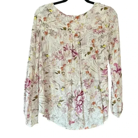 NWT ANTHROPOLOGIE Maeve Cream Floral Print Balloon Sleeve Tie Blouse. Size XS - Picture 4 of 14